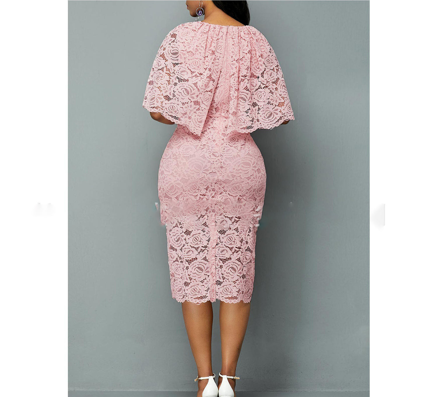 Pink Lace Dress For Women Fashion Wedding Sizes S to 5XL Plus Size