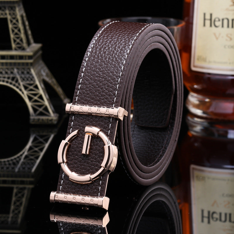 Ladies Luxury Genuine Leather G Buckle Belts