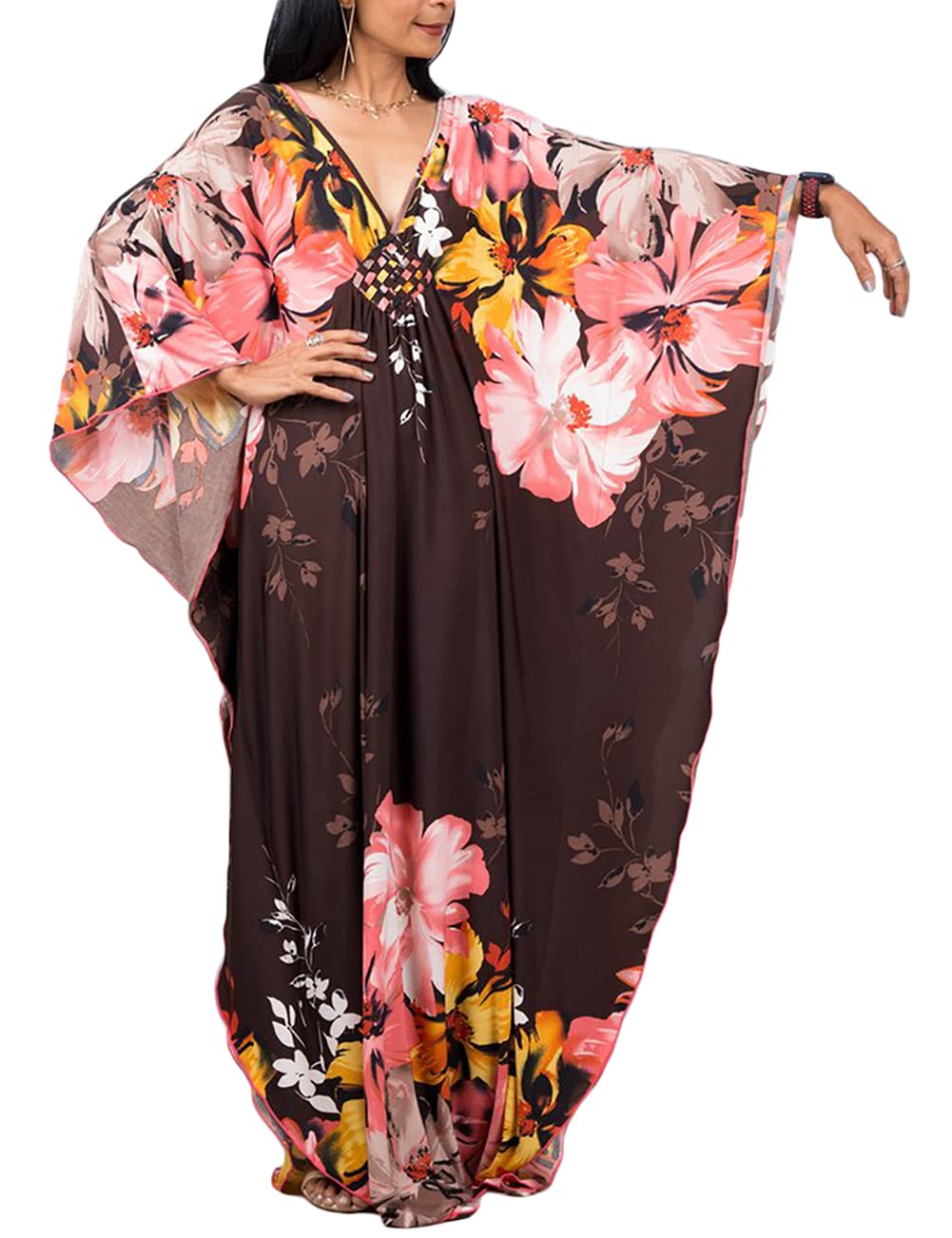 Women's Kaftan Beach Dress Plus Size Swimsuit Cover Up Maxi Dress