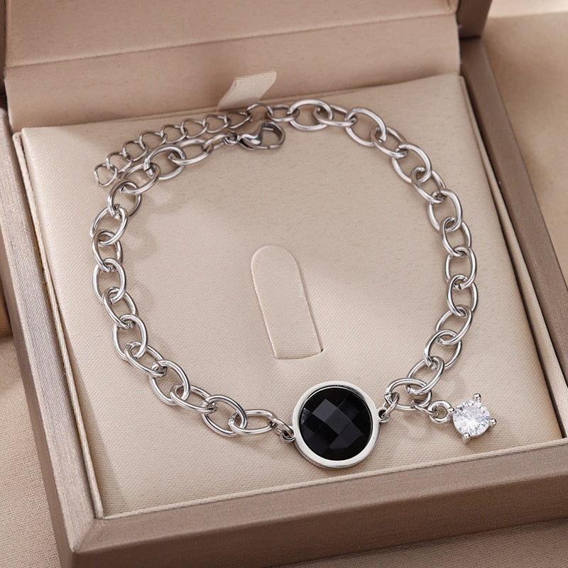 Stainless Steel Bracelet Heart Bracelet Titanium Steel Bangle Ball Chain Bracelet Anklet Adjustable Bracelets