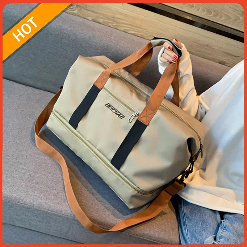 Unisex Large Capacity Travel Tote Bags Women Canvas Travel Handbag Sports Shoulder Bag Waterproof Travel Duffle Bag Foldable