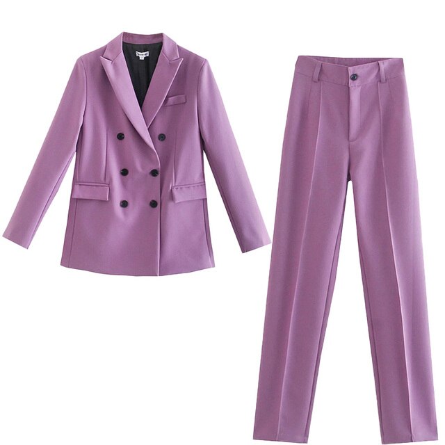 Women's Office Suit Two-Piece Pantsuit Elegant Blazer Casual Pants Jacket