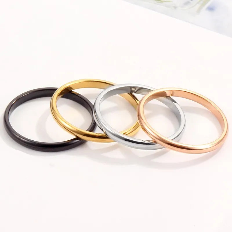 2mm Thin Stackable Stainless Steel Ring Plain Band Knuckle Midi Ring for Women