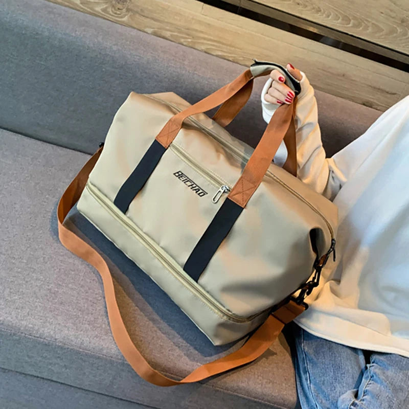 Unisex Large Capacity Travel Tote Bags Women Canvas Travel Handbag Sports Shoulder Bag Waterproof Travel Duffle Bag Foldable