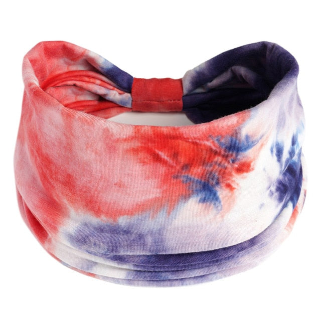 Tie Dye Wide Knotted Headbands for Women Vintage Headband for Hair