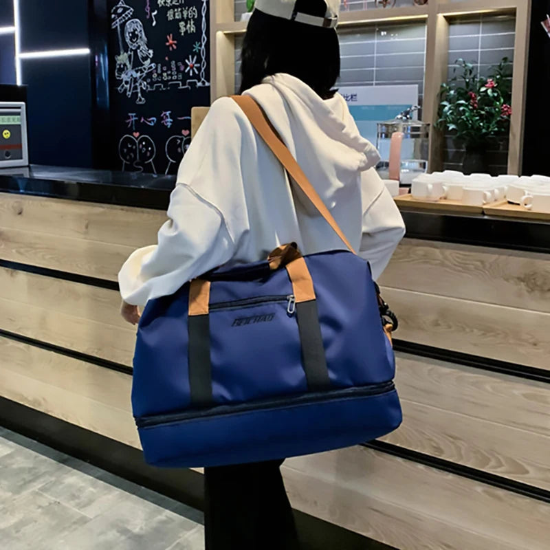 Unisex Large Capacity Travel Tote Bags Women Canvas Travel Handbag Sports Shoulder Bag Waterproof Travel Duffle Bag Foldable