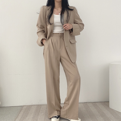Women's Office Suit Two-Piece Pantsuit Elegant Blazer Casual Pants Jacket