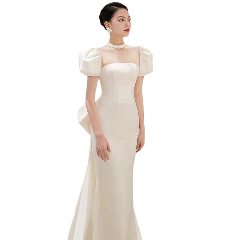 White Satin Dress Wedding (Available in sizes XS to 3XL)