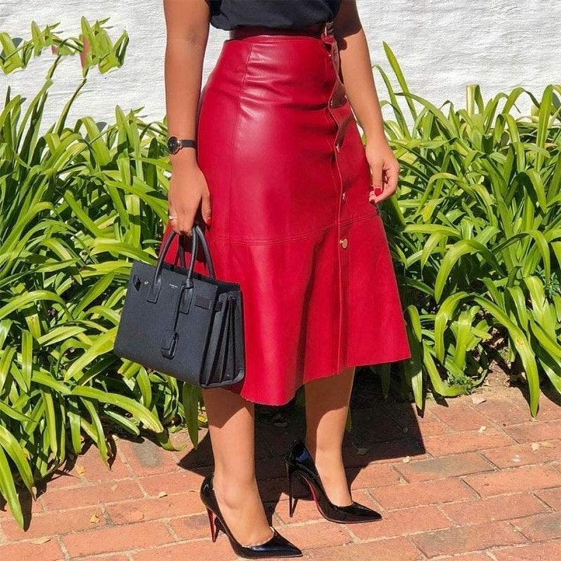 Leather A-Line Wrap Skirt