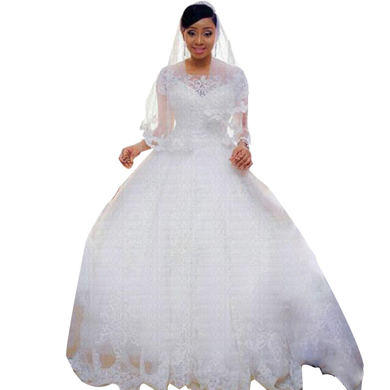 White Lace Cap-Sleeved Wedding Dress (All Sizes)