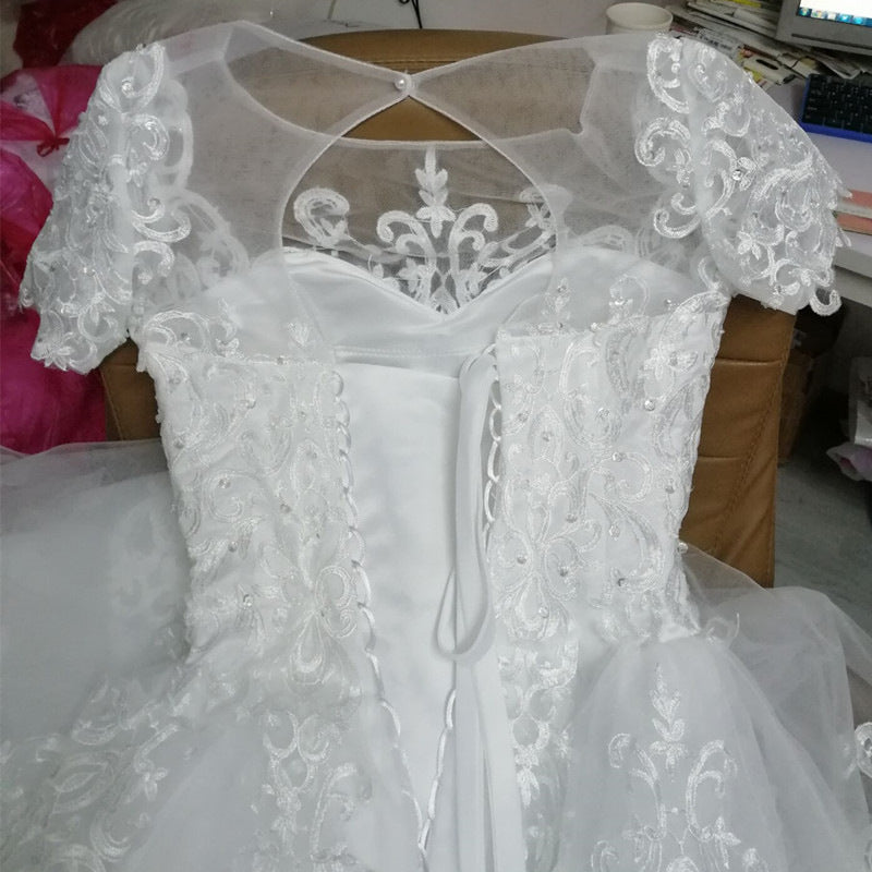 White Lace Cap-Sleeved Wedding Dress (All Sizes)