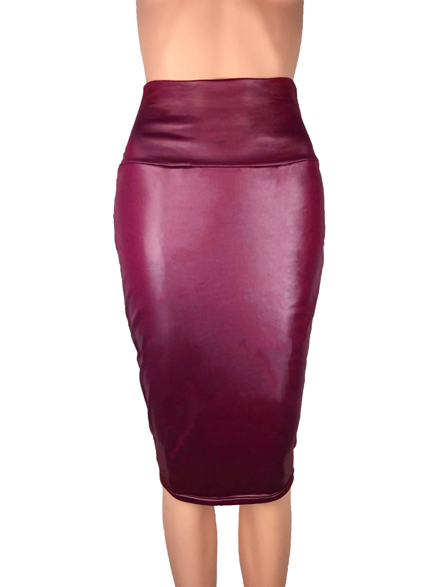 High Waist Vegan Leather Pencil Skirt (Plus size available)