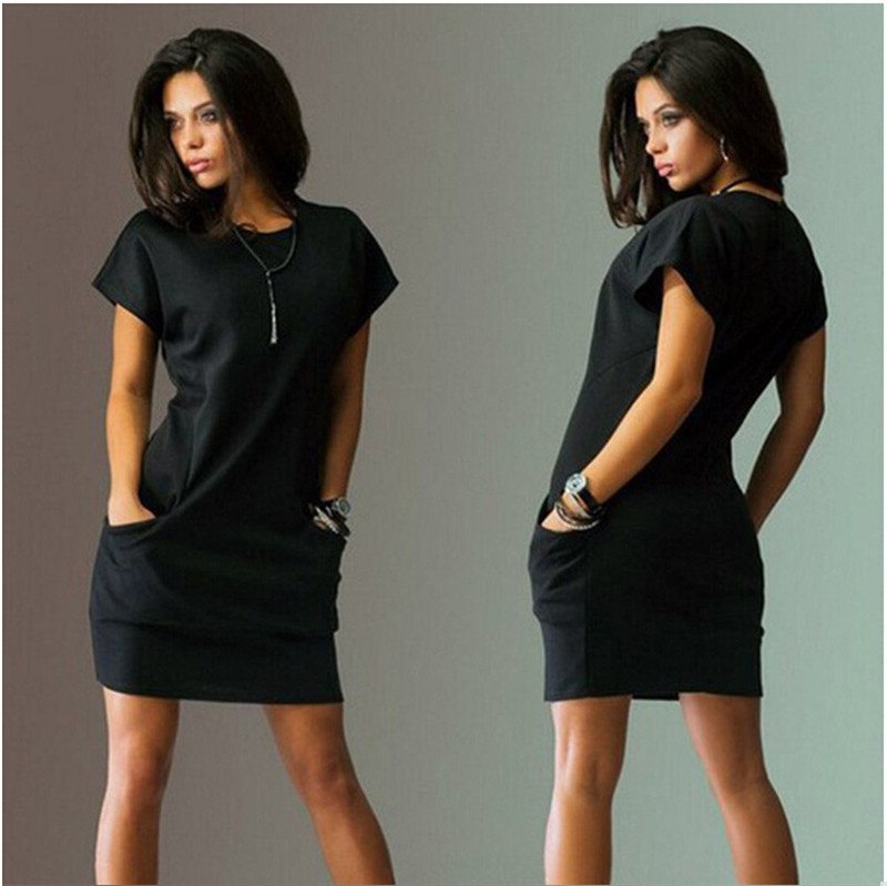 Loose Fitting 2 Pocket Mini Dress