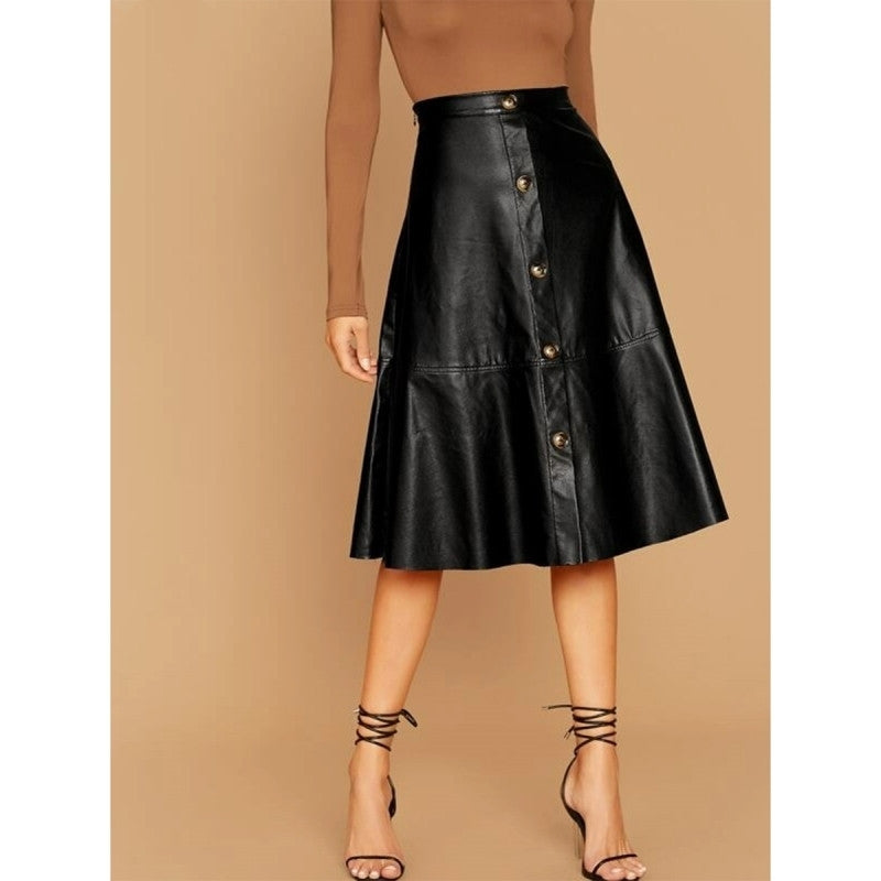 Leather A-Line Wrap Skirt