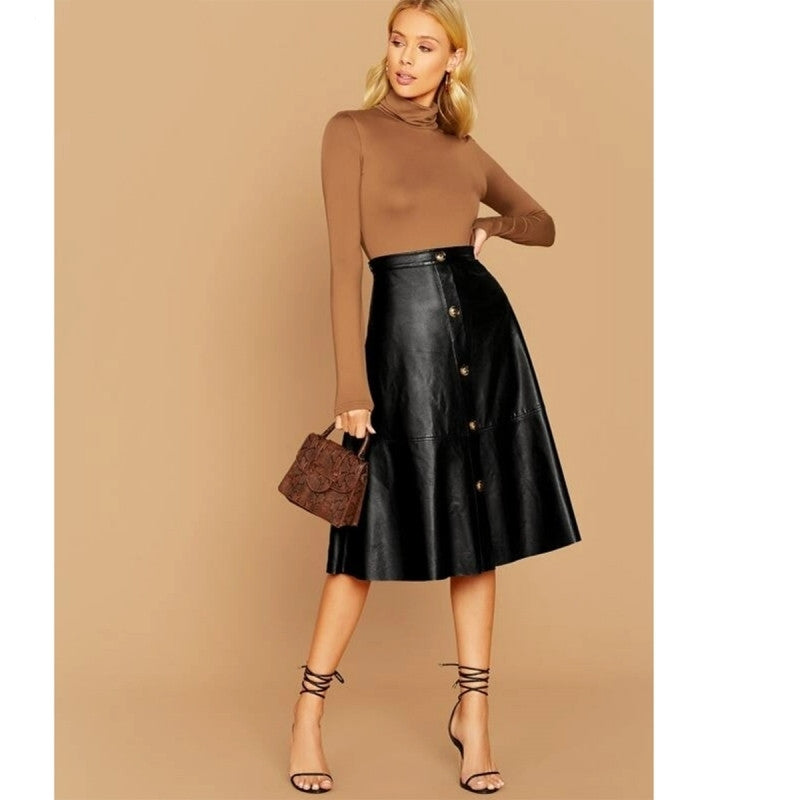 Leather A-Line Wrap Skirt