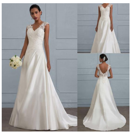 Plus Size V-Back Wedding Dress