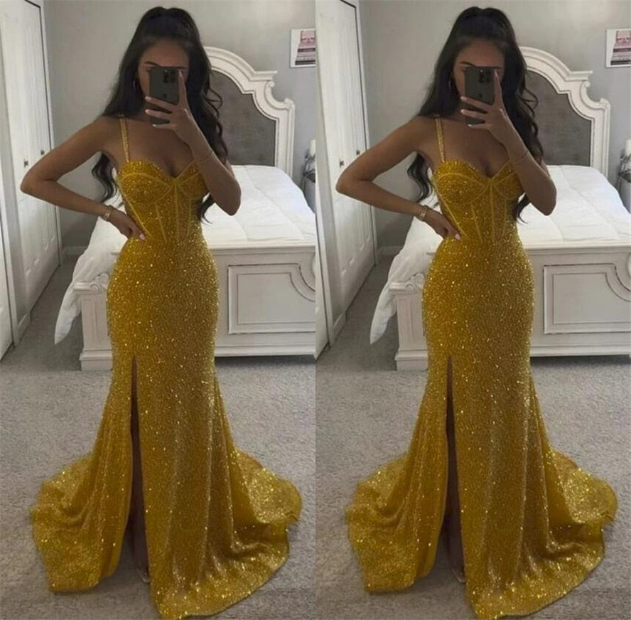 Exquisite Sequin Prom Dress with Mermaid Split