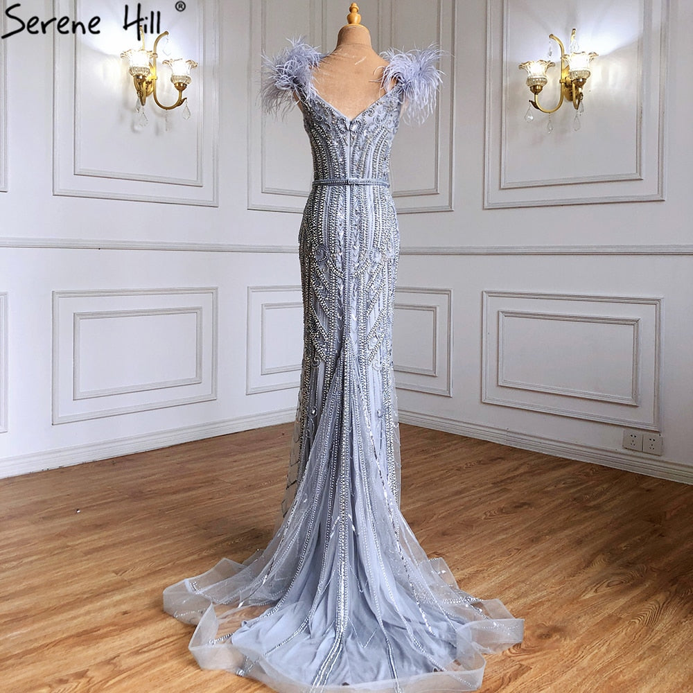 Serene Hill Feathered Evening Gown