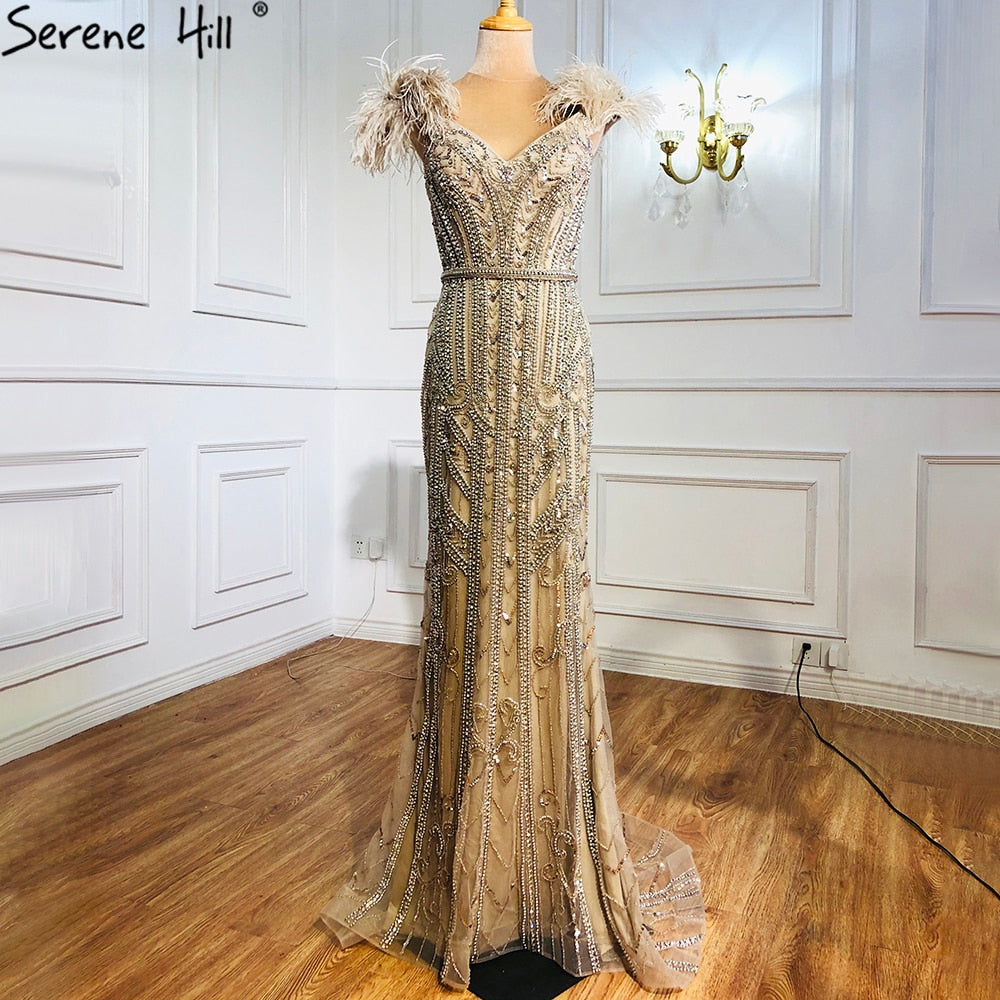 Serene Hill Feathered Evening Gown