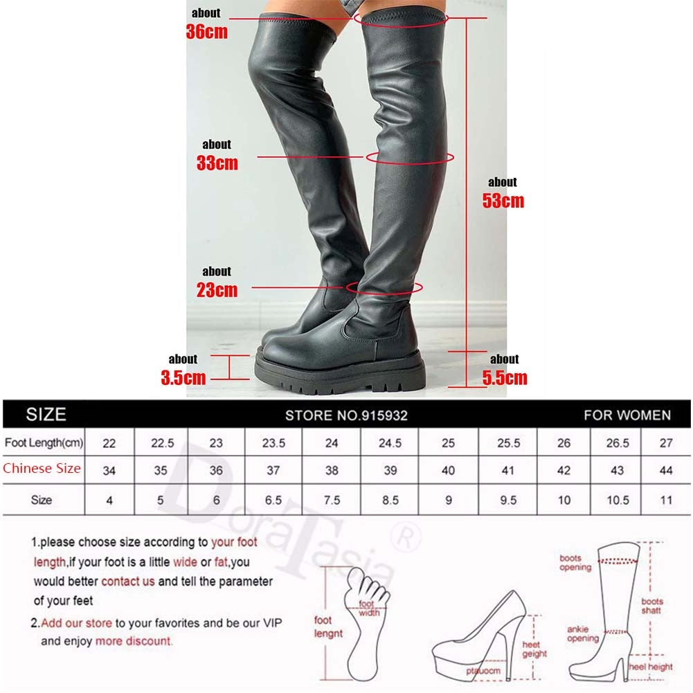 DORA TASIA Platform Thigh High Boots