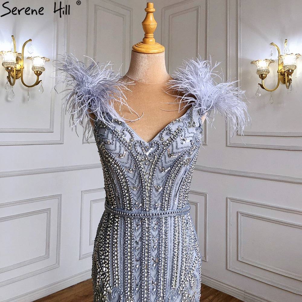 Serene Hill Feathered Evening Gown