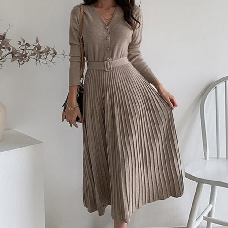 Single-Breasted Sweater Dress