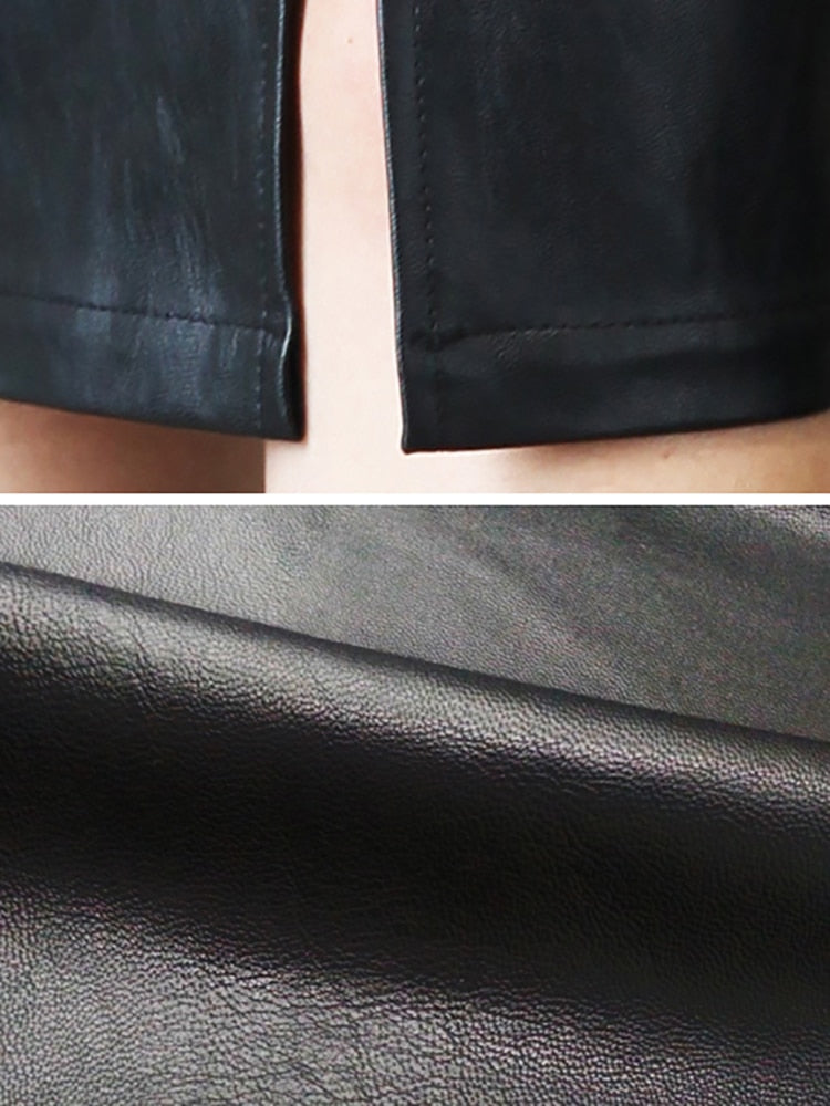 Black Vegan Leather Pencil Skirt (Plus size available)