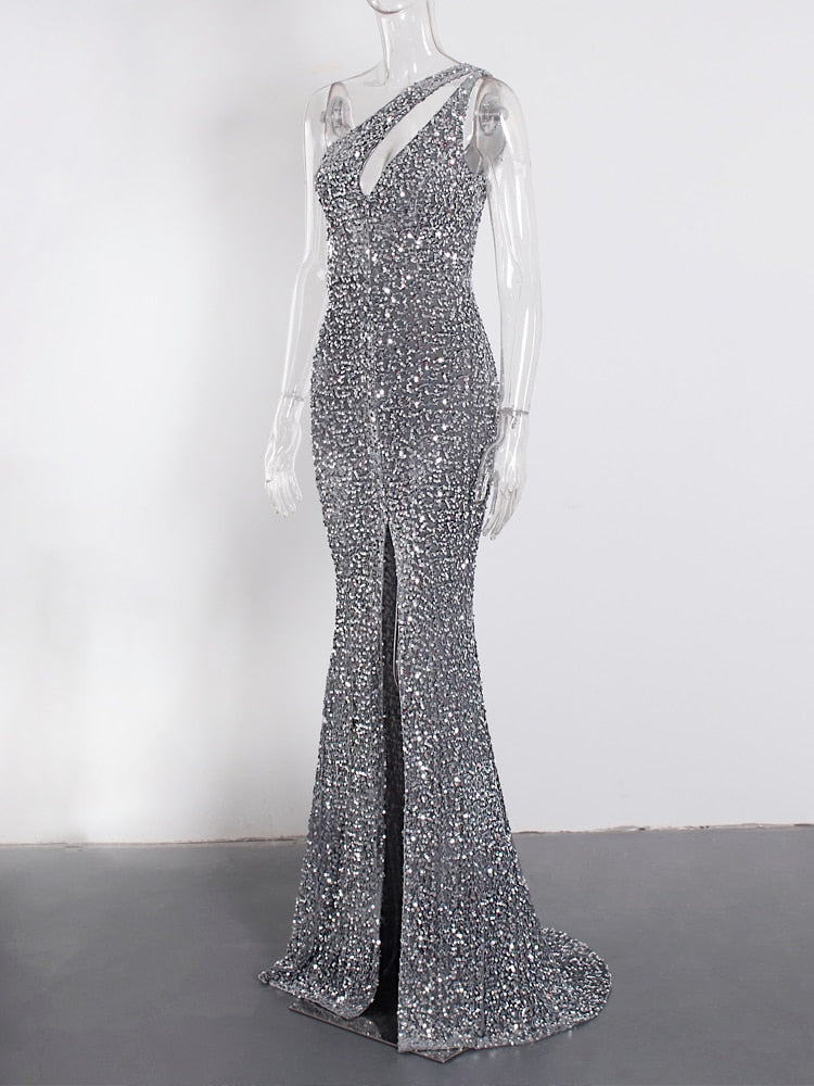 ROMAJIC Sequined Formal Gown