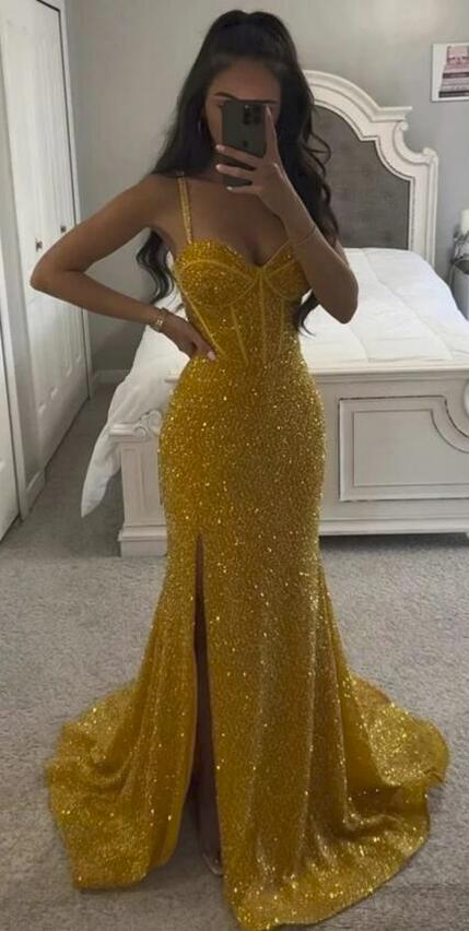 Exquisite Sequin Prom Dress with Mermaid Split