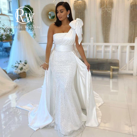 Satin One Shoulder Wedding/Ball Gown (Plus Sizes Available)